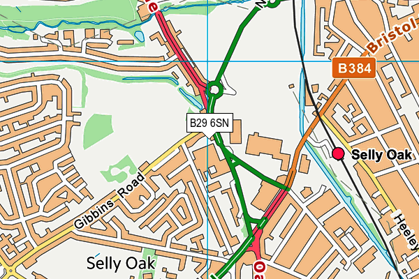 B29 6SN map - OS VectorMap District (Ordnance Survey)