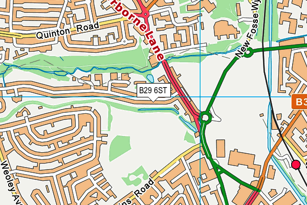 B29 6ST map - OS VectorMap District (Ordnance Survey)