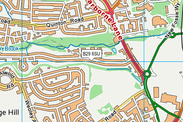 B29 6SU map - OS VectorMap District (Ordnance Survey)