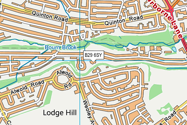 B29 6SY map - OS VectorMap District (Ordnance Survey)