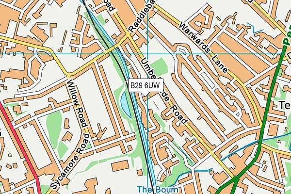 B29 6UW map - OS VectorMap District (Ordnance Survey)