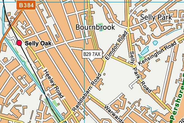 B29 7AX map - OS VectorMap District (Ordnance Survey)