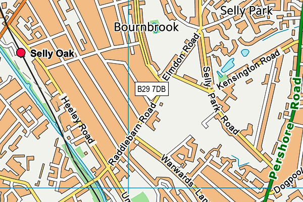 B29 7DB map - OS VectorMap District (Ordnance Survey)