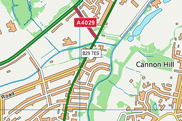 B29 7ES map - OS VectorMap District (Ordnance Survey)