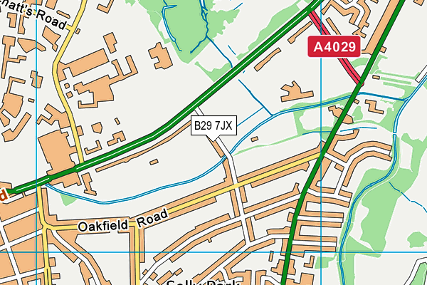 King Edward's School Birmingham (Eastern Road Pitches) map (B29 7JX) - OS VectorMap District (Ordnance Survey)