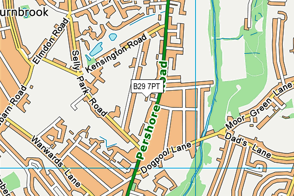 B29 7PT map - OS VectorMap District (Ordnance Survey)