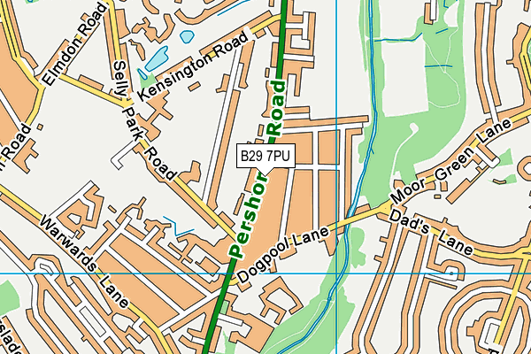 B29 7PU map - OS VectorMap District (Ordnance Survey)