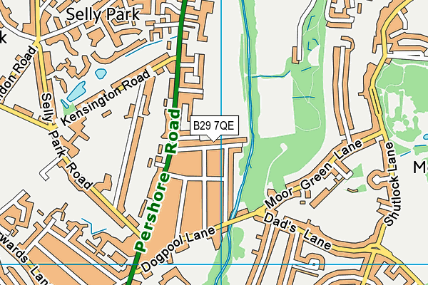 Pebble Mill Playing Fields map (B29 7QE) - OS VectorMap District (Ordnance Survey)