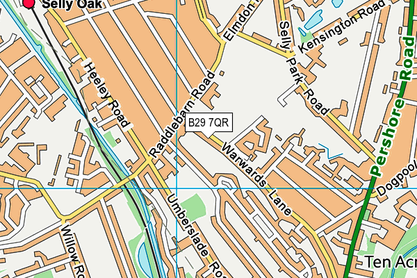 B29 7QR map - OS VectorMap District (Ordnance Survey)