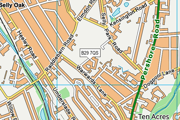 B29 7QS map - OS VectorMap District (Ordnance Survey)
