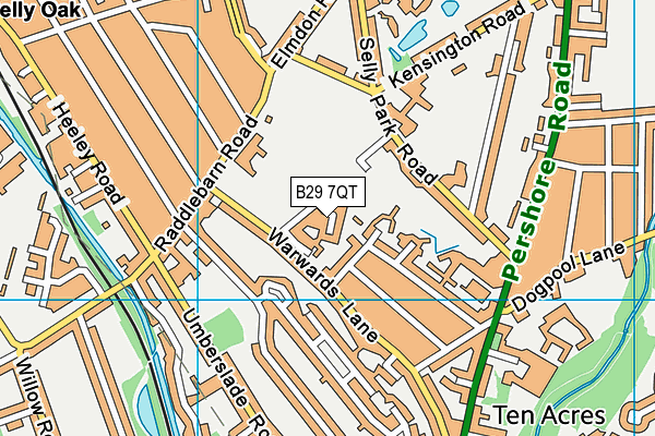 B29 7QT map - OS VectorMap District (Ordnance Survey)