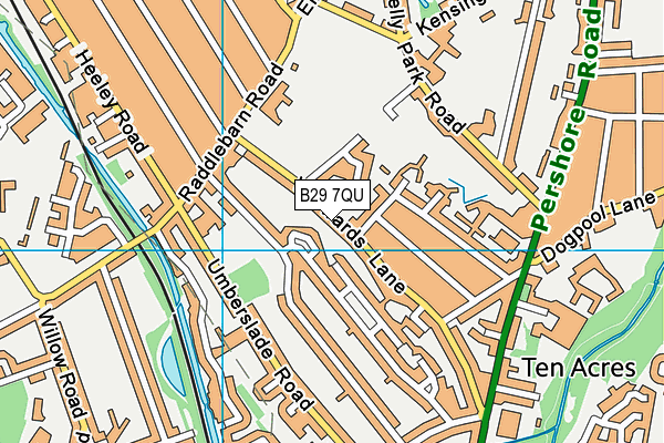 B29 7QU map - OS VectorMap District (Ordnance Survey)