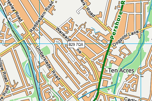 B29 7QX map - OS VectorMap District (Ordnance Survey)
