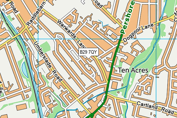 B29 7QY map - OS VectorMap District (Ordnance Survey)