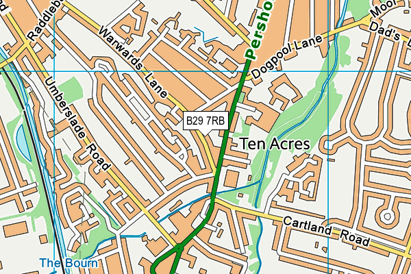 B29 7RB map - OS VectorMap District (Ordnance Survey)