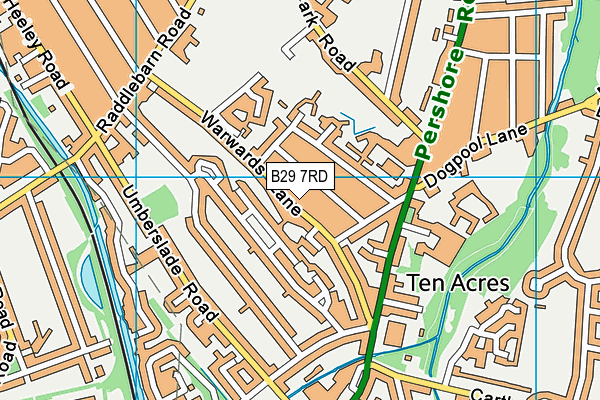 B29 7RD map - OS VectorMap District (Ordnance Survey)