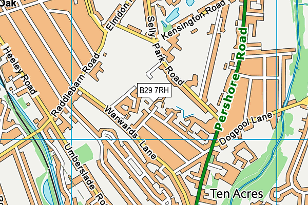 B29 7RH map - OS VectorMap District (Ordnance Survey)