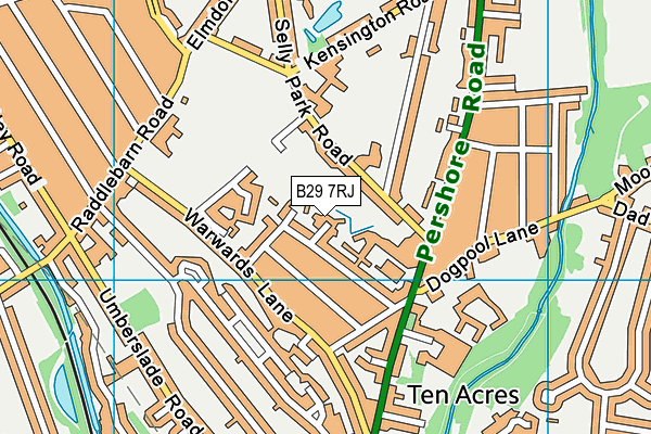 B29 7RJ map - OS VectorMap District (Ordnance Survey)