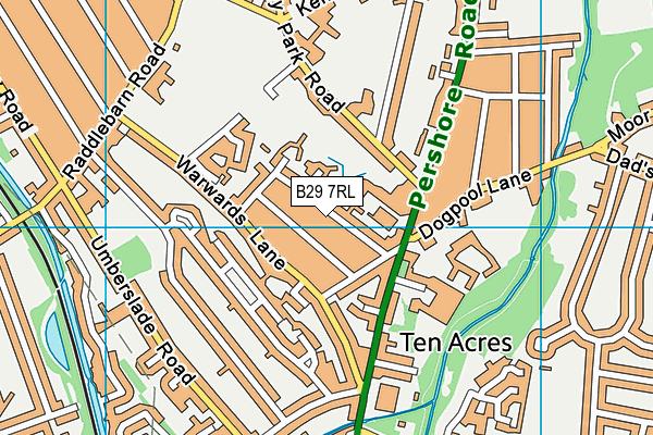 B29 7RL map - OS VectorMap District (Ordnance Survey)