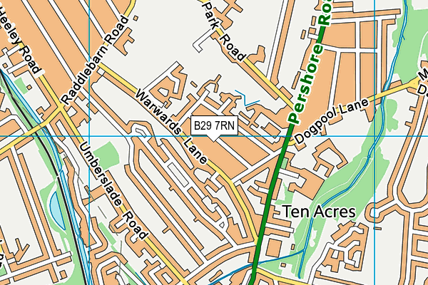 B29 7RN map - OS VectorMap District (Ordnance Survey)