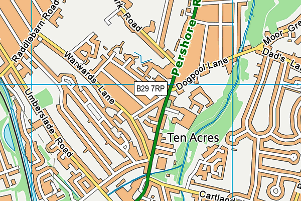 B29 7RP map - OS VectorMap District (Ordnance Survey)