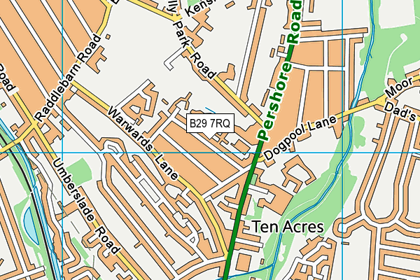 B29 7RQ map - OS VectorMap District (Ordnance Survey)