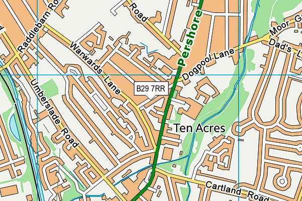 B29 7RR map - OS VectorMap District (Ordnance Survey)