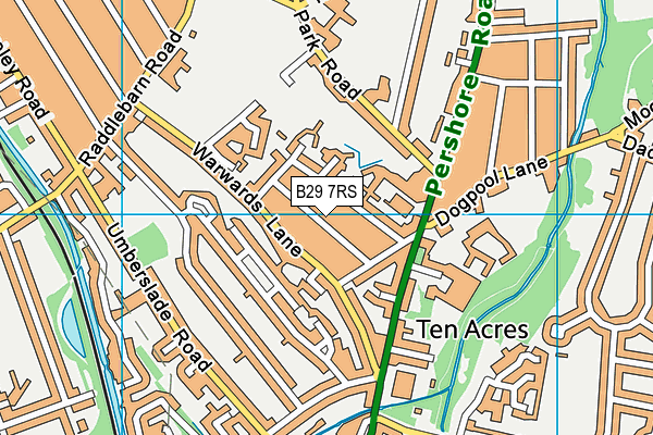 B29 7RS map - OS VectorMap District (Ordnance Survey)