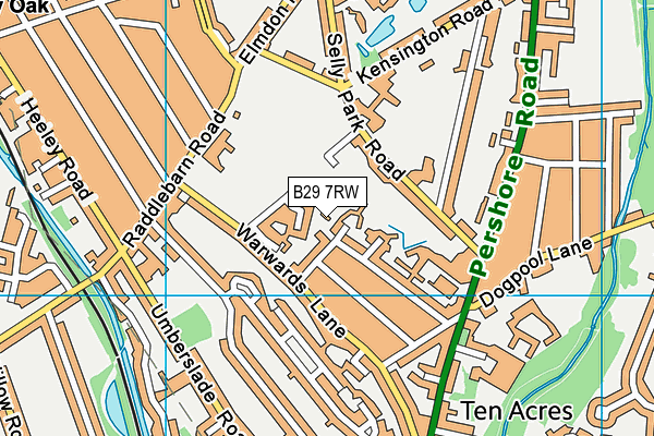 B29 7RW map - OS VectorMap District (Ordnance Survey)