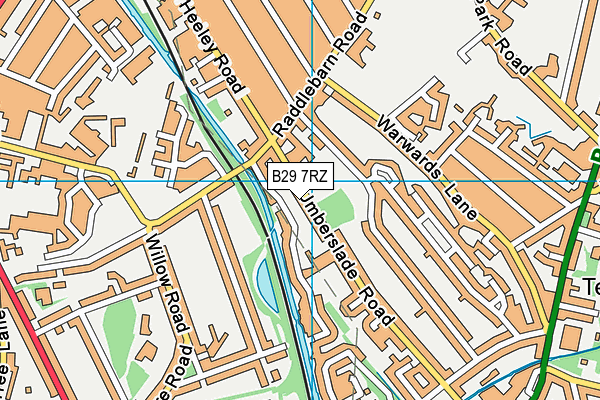 B29 7RZ map - OS VectorMap District (Ordnance Survey)