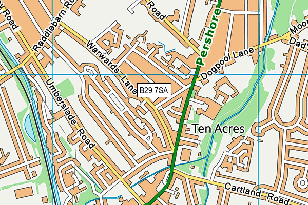 B29 7SA map - OS VectorMap District (Ordnance Survey)