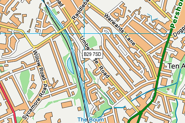 B29 7SD map - OS VectorMap District (Ordnance Survey)