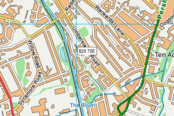 B29 7SE map - OS VectorMap District (Ordnance Survey)