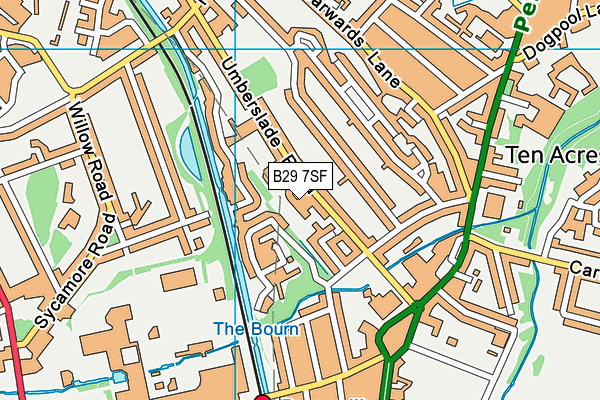 B29 7SF map - OS VectorMap District (Ordnance Survey)