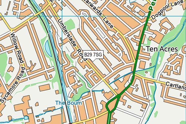 B29 7SG map - OS VectorMap District (Ordnance Survey)