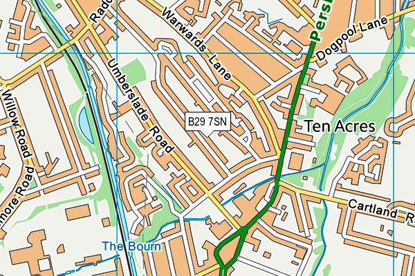 B29 7SN map - OS VectorMap District (Ordnance Survey)