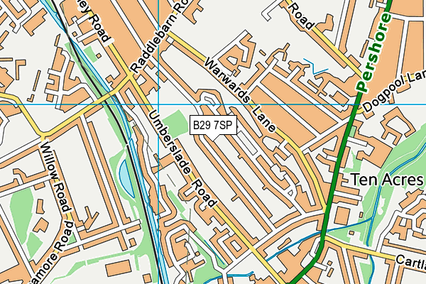 B29 7SP map - OS VectorMap District (Ordnance Survey)