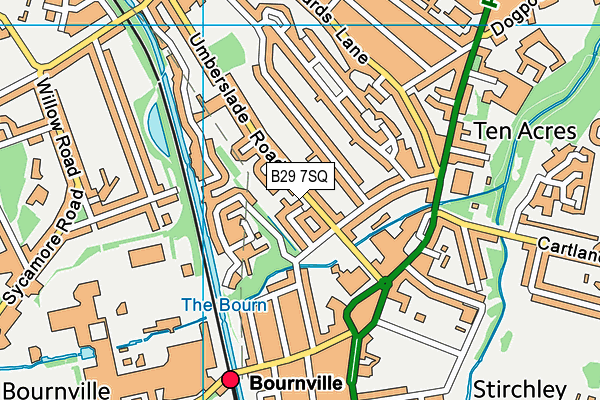 B29 7SQ map - OS VectorMap District (Ordnance Survey)