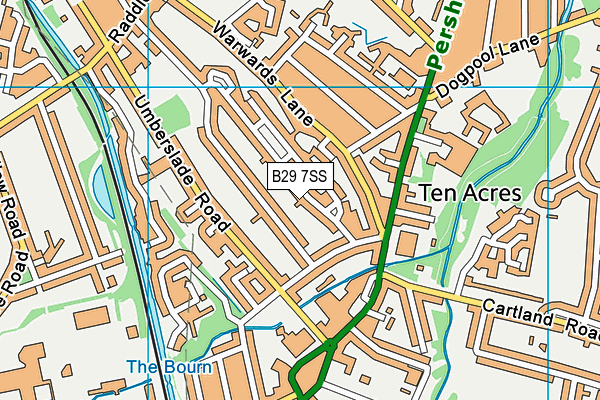 B29 7SS map - OS VectorMap District (Ordnance Survey)