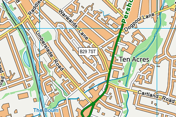B29 7ST map - OS VectorMap District (Ordnance Survey)