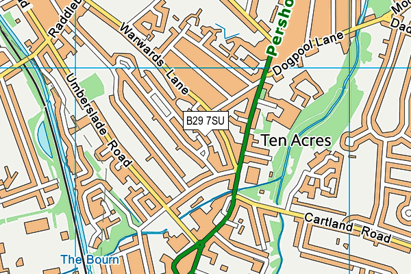 B29 7SU map - OS VectorMap District (Ordnance Survey)