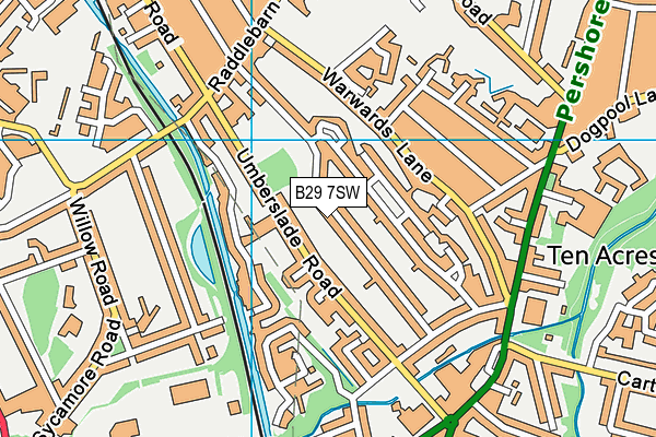 B29 7SW map - OS VectorMap District (Ordnance Survey)