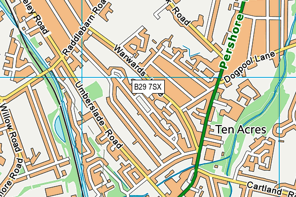 B29 7SX map - OS VectorMap District (Ordnance Survey)