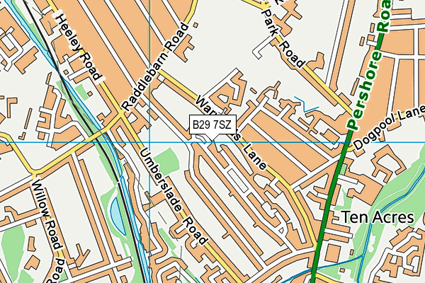 B29 7SZ map - OS VectorMap District (Ordnance Survey)