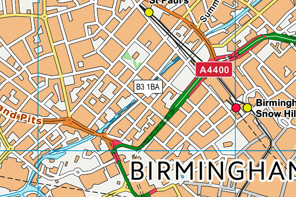 B3 1BA map - OS VectorMap District (Ordnance Survey)