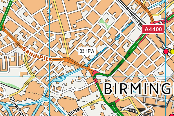 B3 1PW map - OS VectorMap District (Ordnance Survey)