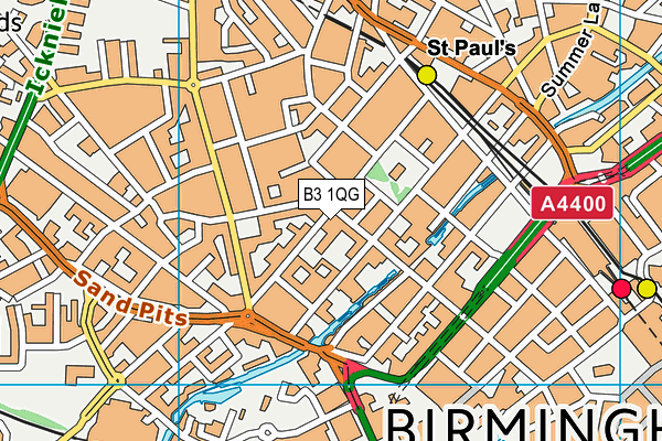 B3 1QG map - OS VectorMap District (Ordnance Survey)