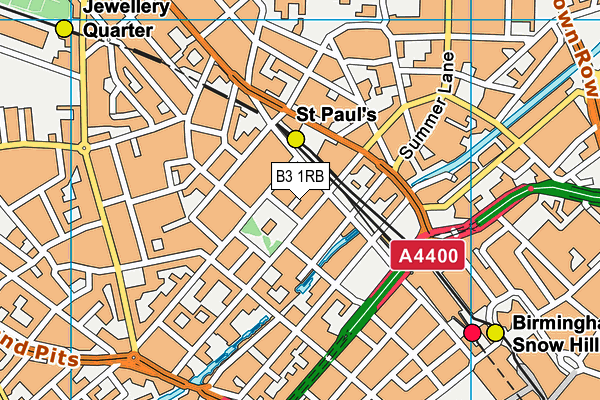 B3 1RB map - OS VectorMap District (Ordnance Survey)