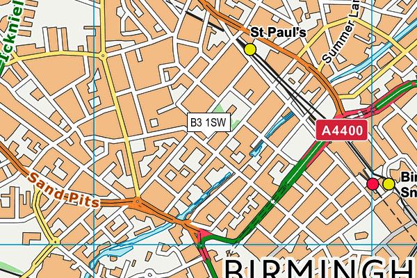 B3 1SW map - OS VectorMap District (Ordnance Survey)