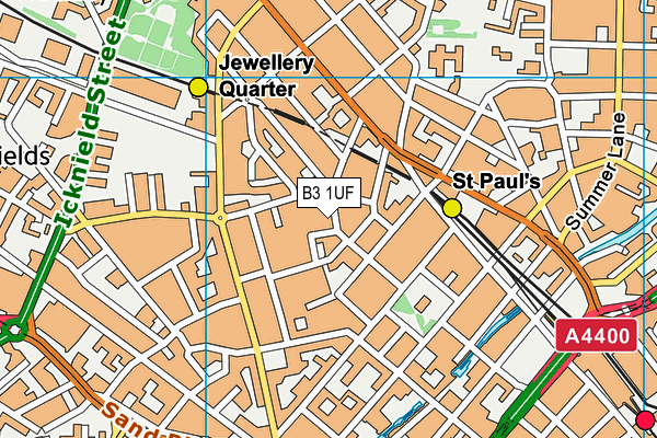 B3 1UF map - OS VectorMap District (Ordnance Survey)